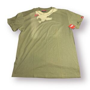 Quiksilver Graphic T-Shirt Size Large Olive Green Shirt Retro 100% Cotton Skater